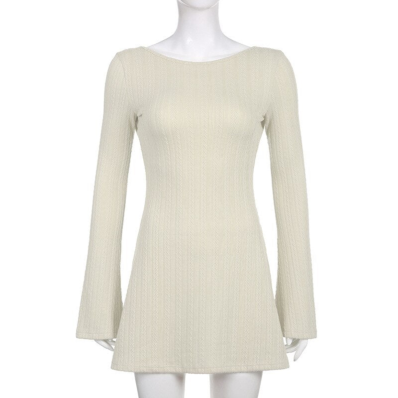 A-line Knitted Dress - Beige / S - All Dresses - Shirts & Tops - 25 - 2024