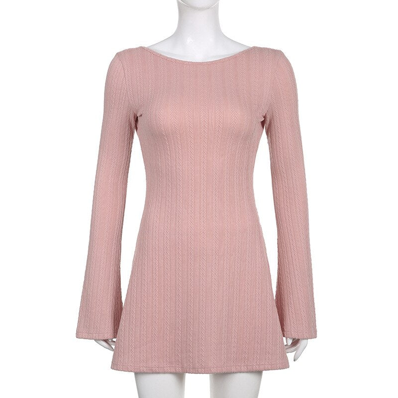 A-line Knitted Dress - Pink / S - All Dresses - Shirts & Tops - 26 - 2024