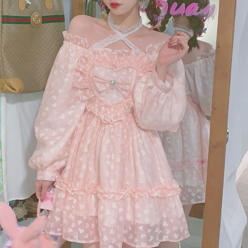 Autumn Pink Lolita Mini Dress - Pink / S - All Dresses - Dresses - 1 - 2024
