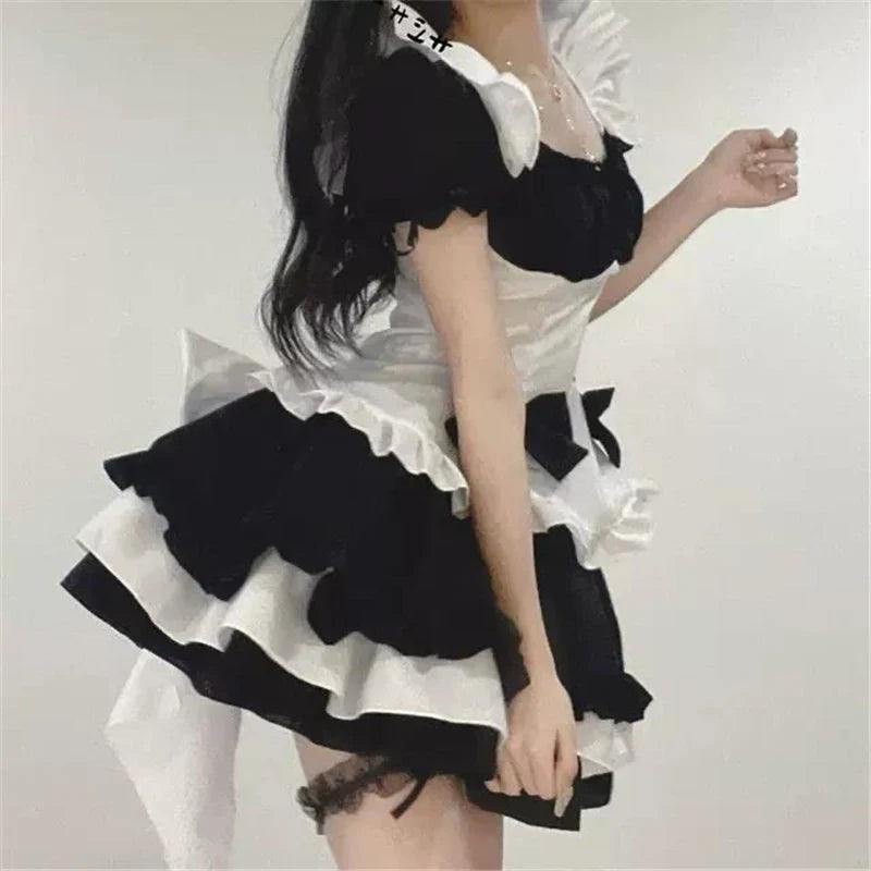 Black White Chocolate Lolita Dress - French Bowknot Maid - All Dresses - Dresses - 4 - 2024
