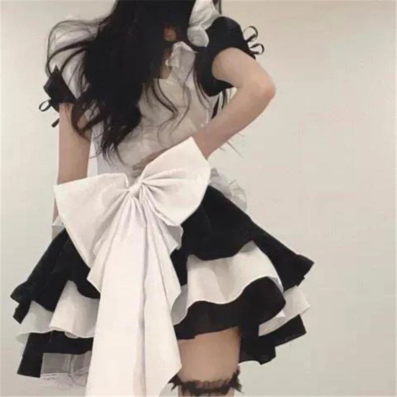 Black White Chocolate Lolita Dress - French Bowknot Maid - All Dresses - Dresses - 5 - 2024