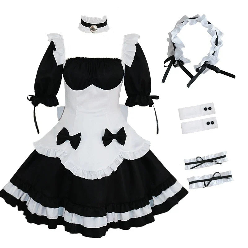 Black White Chocolate Lolita Dress - French Bowknot Maid - All Dresses - Dresses - 6 - 2024