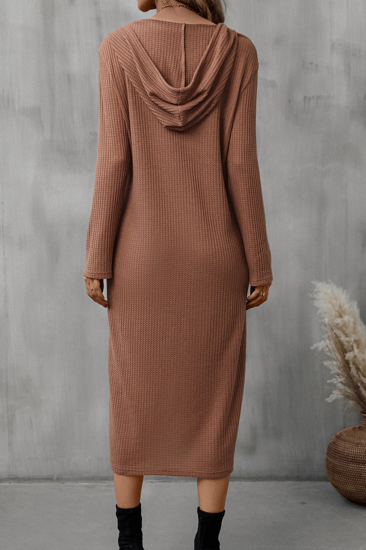 Buttoned Long Sleeve Hooded Dress - All Dresses - Dresses - 2 - 2024