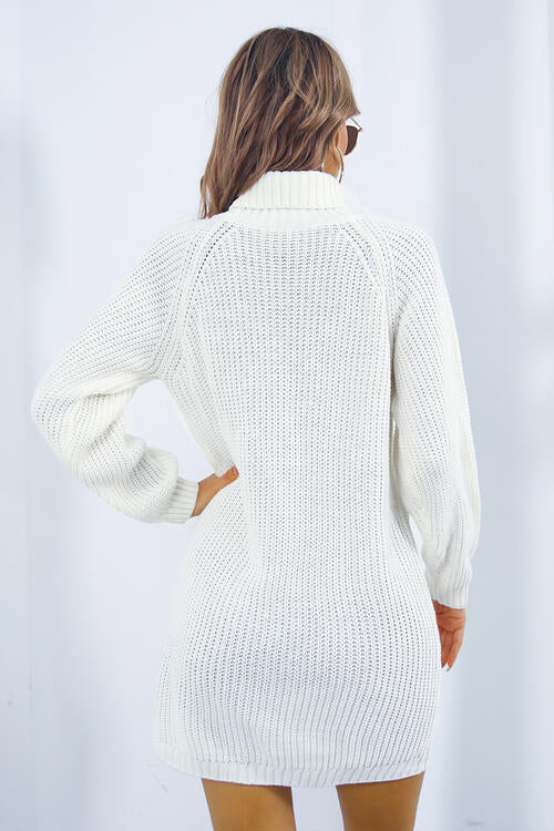 Buttoned Turtleneck Long Sleeve Sweater Dress - All Dresses - Dresses - 6 - 2024