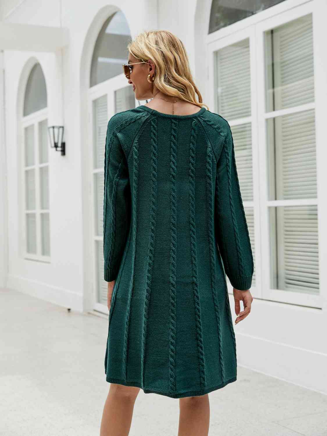 Cable-Knit Long Sleeve Sweater Dress - All Dresses - Dresses - 2 - 2024