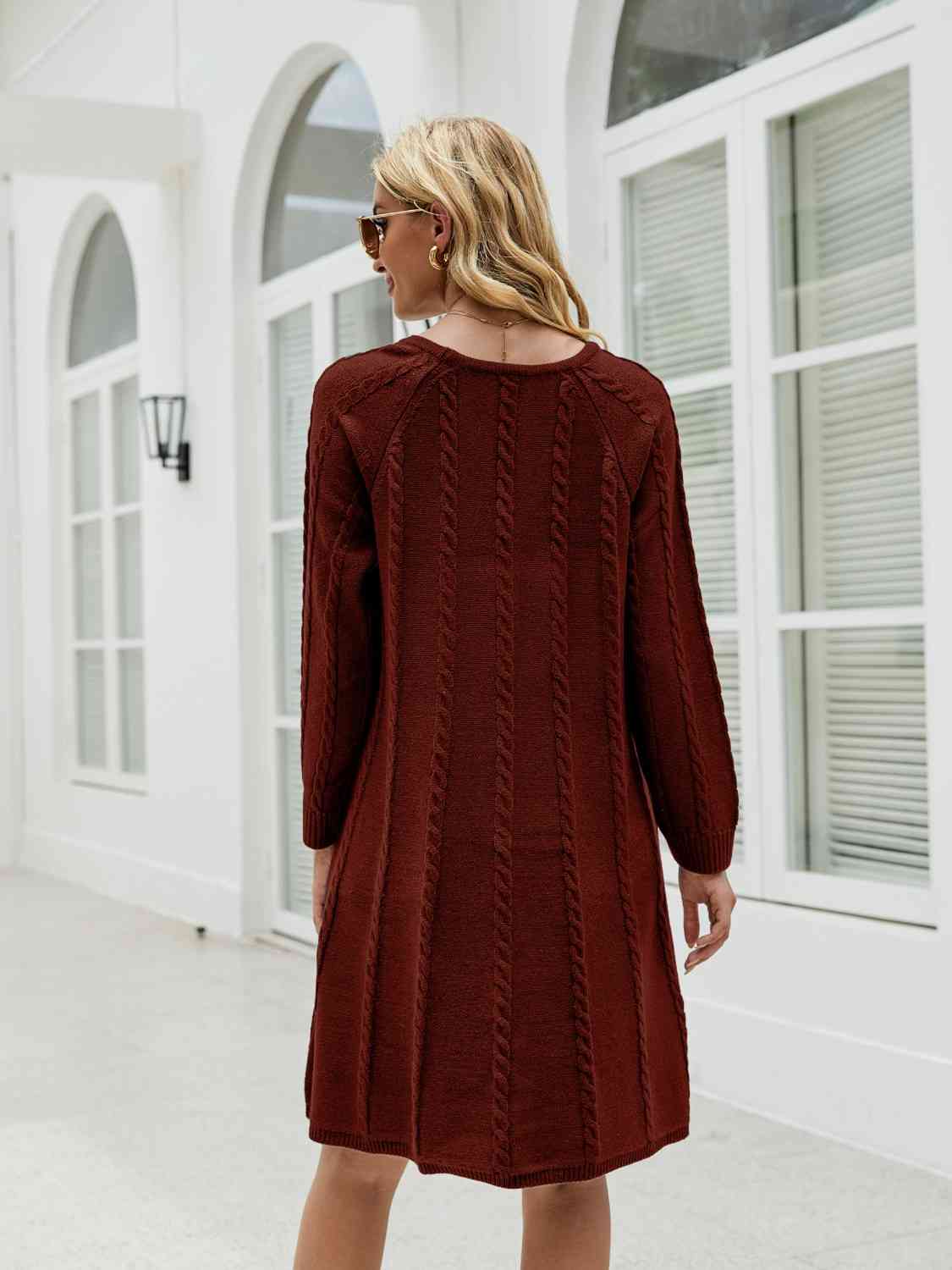 Cable-Knit Long Sleeve Sweater Dress - All Dresses - Dresses - 9 - 2024