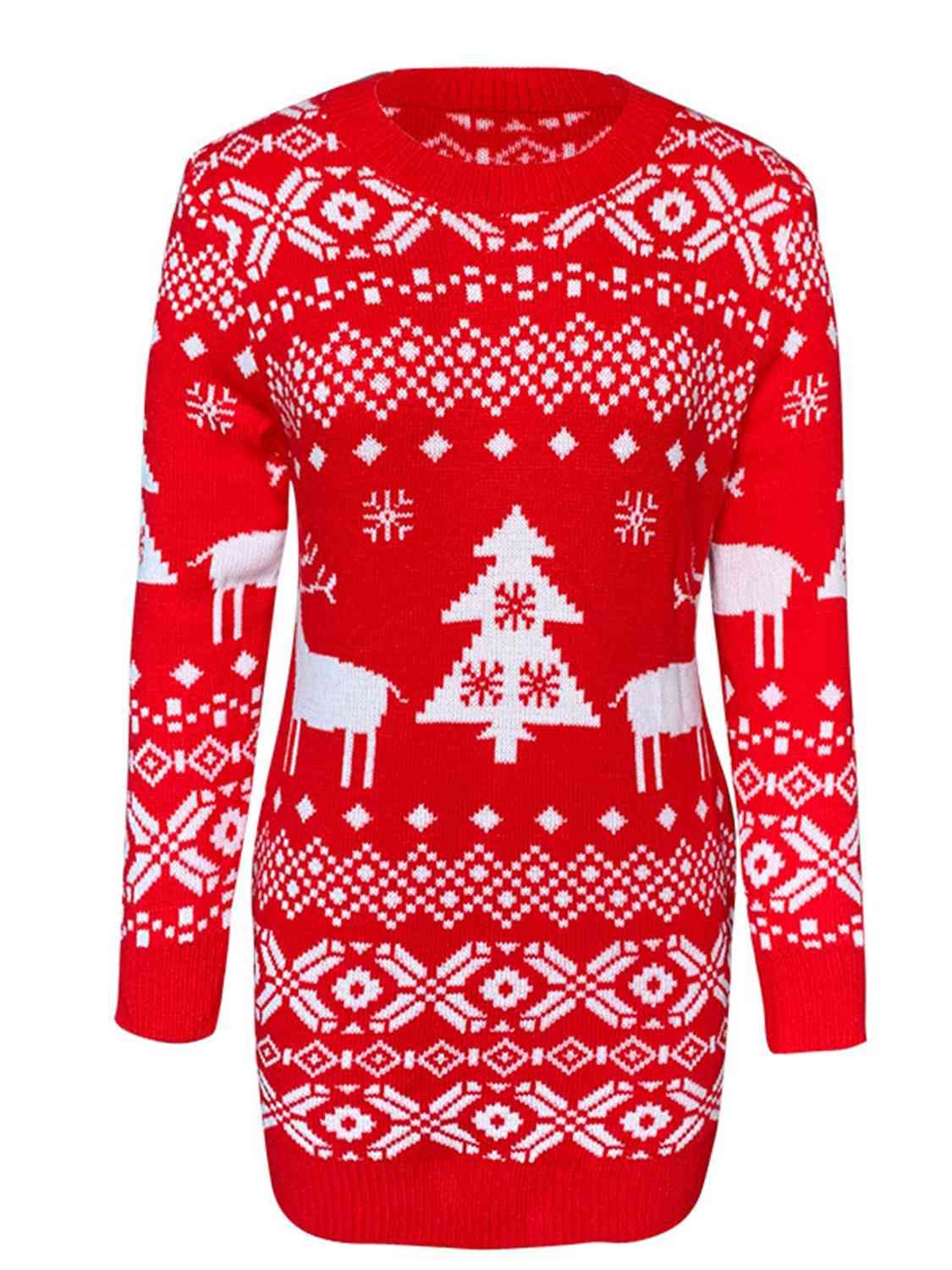 Christmas Element Round Neck Mini Sweater Dress - All Dresses - Dresses - 3 - 2024