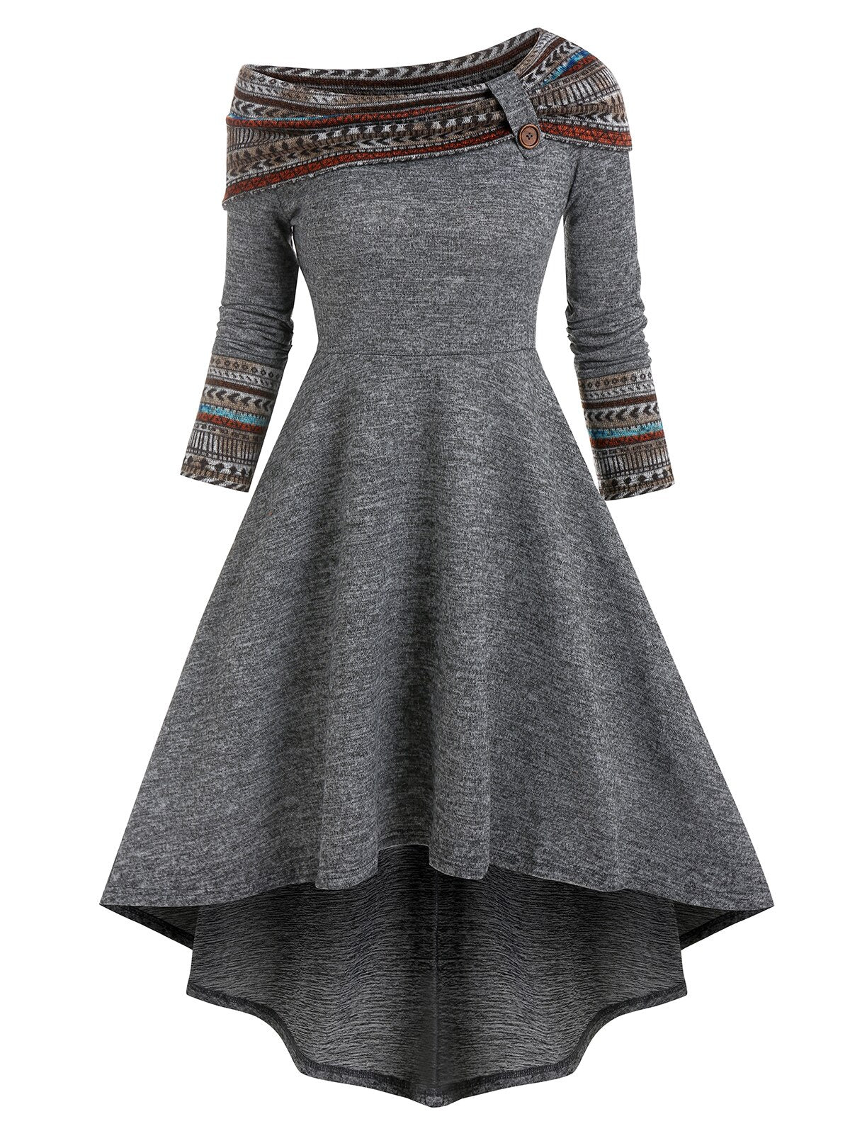 Cinched Striped Flare Dress - Gray / XXXL - All Dresses - Skirts - 27 - 2024
