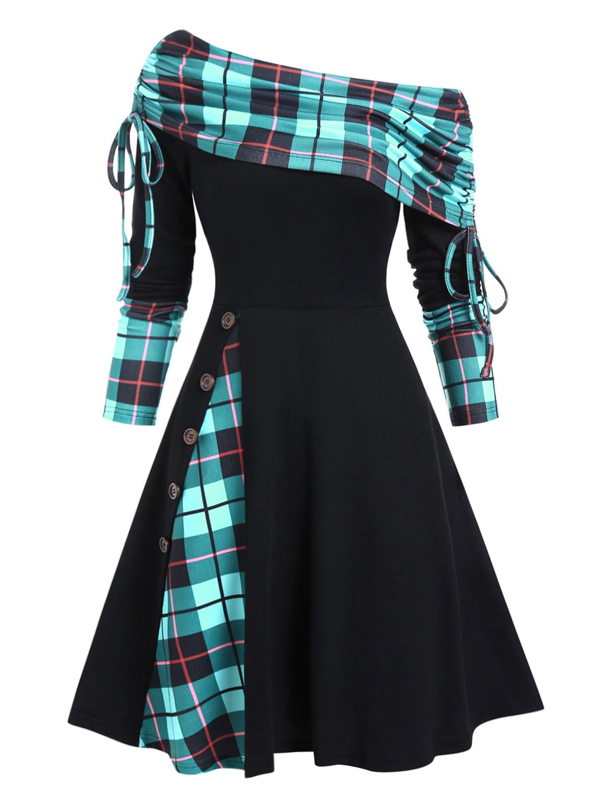 Cinched Striped Flare Dress - Green / XXXL - All Dresses - Skirts - 24 - 2024