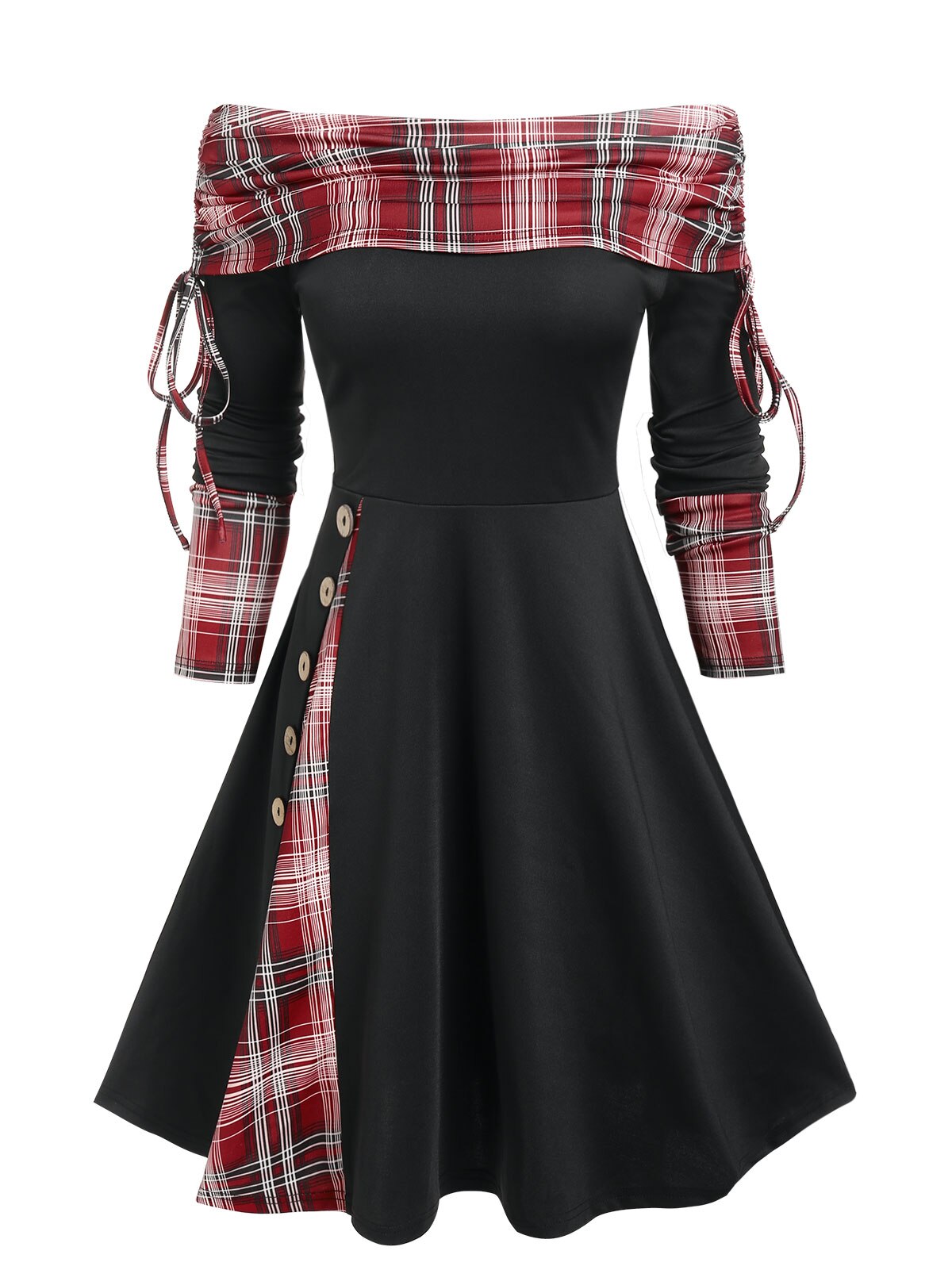 Cinched Striped Flare Dress - Black / XXXL - All Dresses - Skirts - 25 - 2024