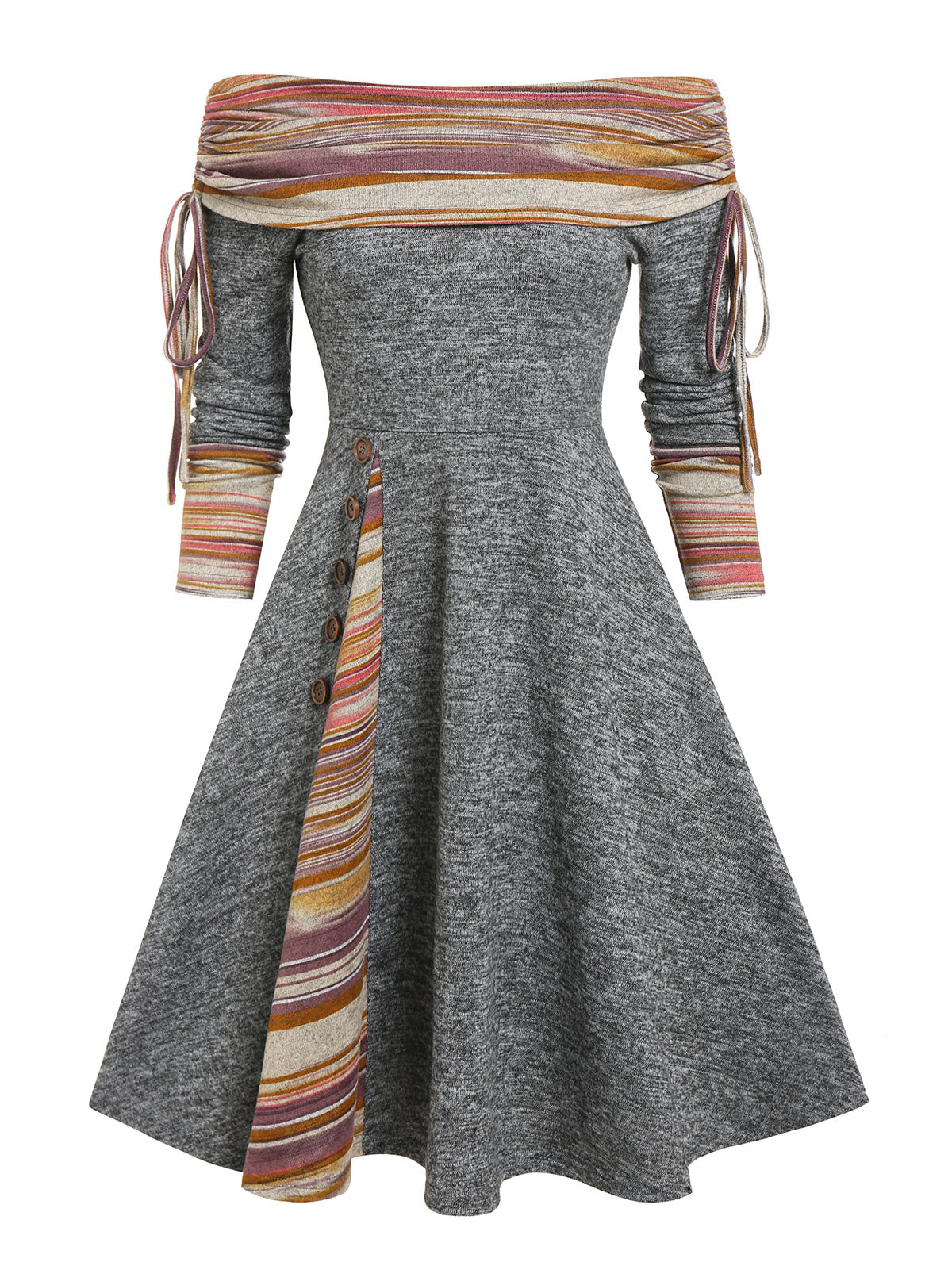 Cinched Striped Flare Dress - All Dresses - Skirts - 1 - 2024
