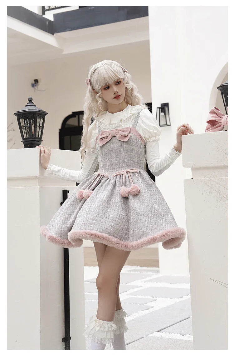 Cute Bowknot Tweed Lolita Cloak Dress Set - All Dresses - Clothing - 18 - 2024