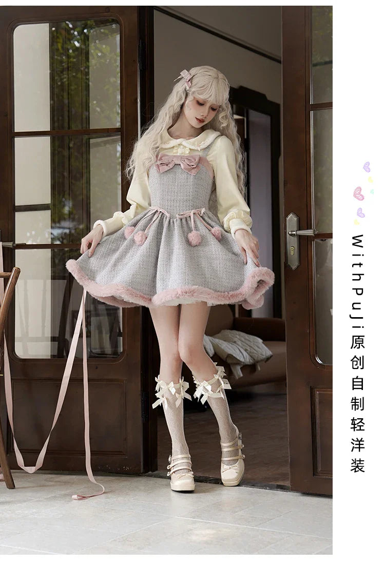 Cute Bowknot Tweed Lolita Cloak Dress Set - All Dresses - Clothing - 9 - 2024