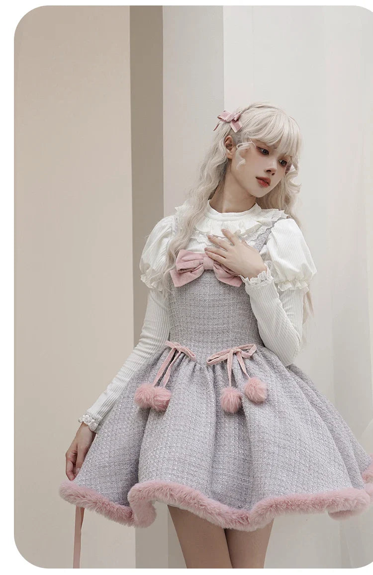 Cute Bowknot Tweed Lolita Cloak Dress Set - All Dresses - Clothing - 19 - 2024