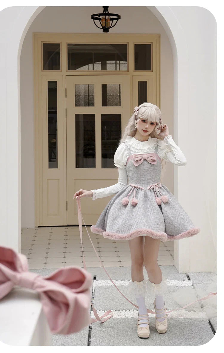 Cute Bowknot Tweed Lolita Cloak Dress Set - All Dresses - Clothing - 20 - 2024