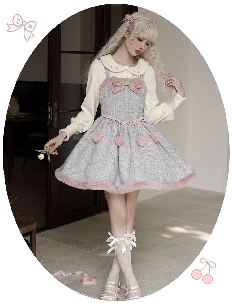 Cute Bowknot Tweed Lolita Cloak Dress Set - All Dresses - Clothing - 7 - 2024