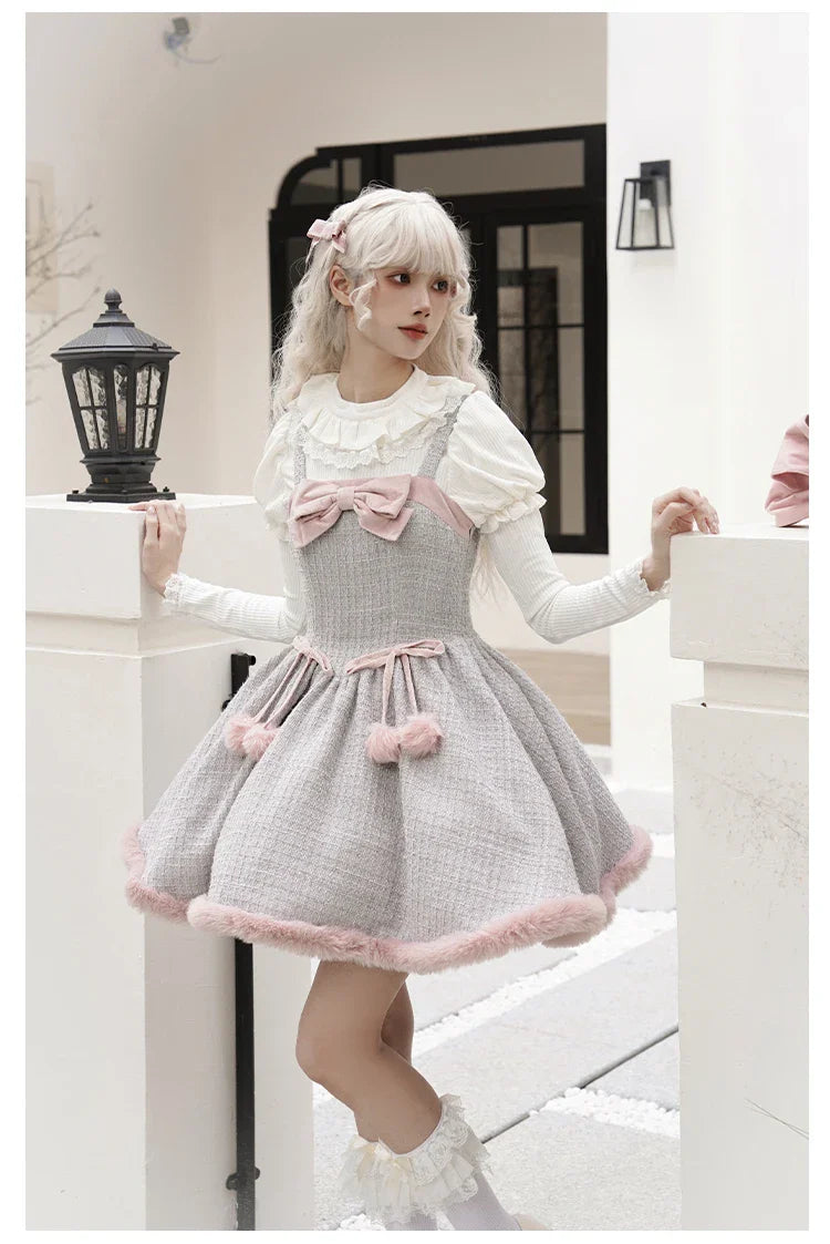 Cute Bowknot Tweed Lolita Cloak Dress Set - All Dresses - Clothing - 17 - 2024