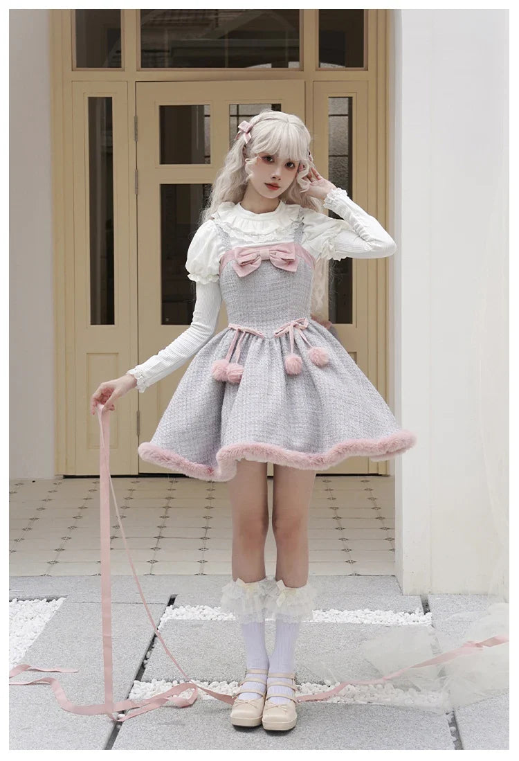 Cute Bowknot Tweed Lolita Cloak Dress Set - All Dresses - Clothing - 16 - 2024
