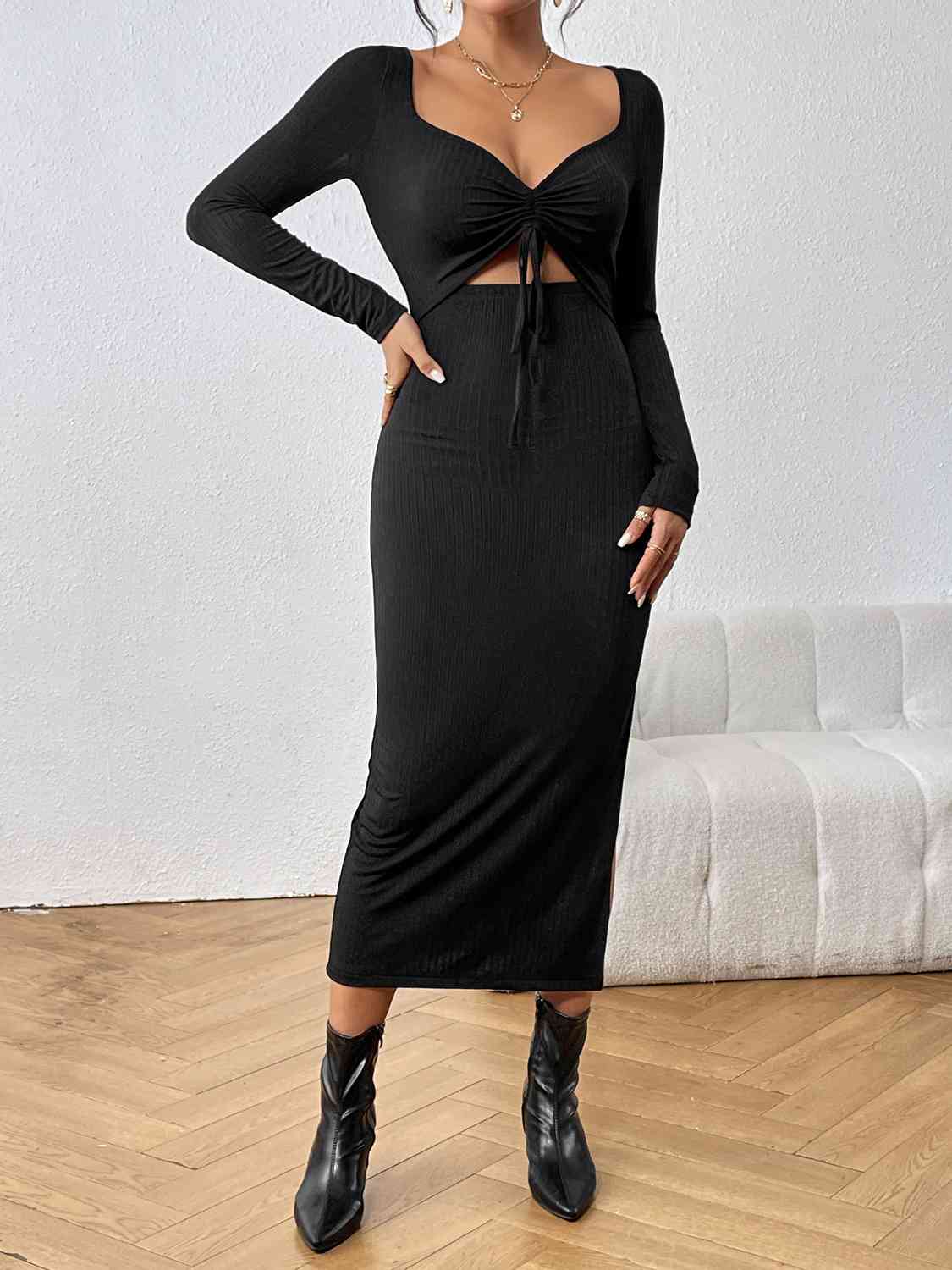 Cutout Drawstring Slit Dress - All Dresses - Dresses - 3 - 2024