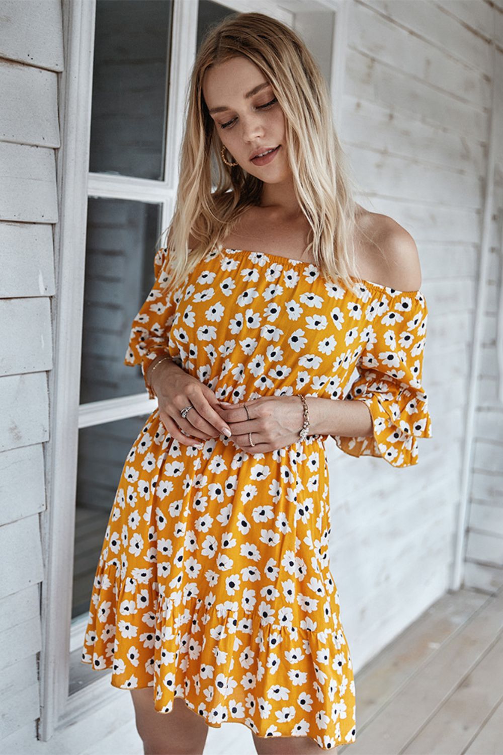 Dainty Daisy Off The Shoulder Dress - Yellow / S - All Dresses - Dresses - 1 - 2024