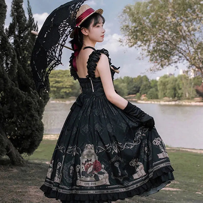 Dark Style Gothic Lolita JSK Dress - Nightingale and Rose - All Dresses - Dresses - 12 - 2024