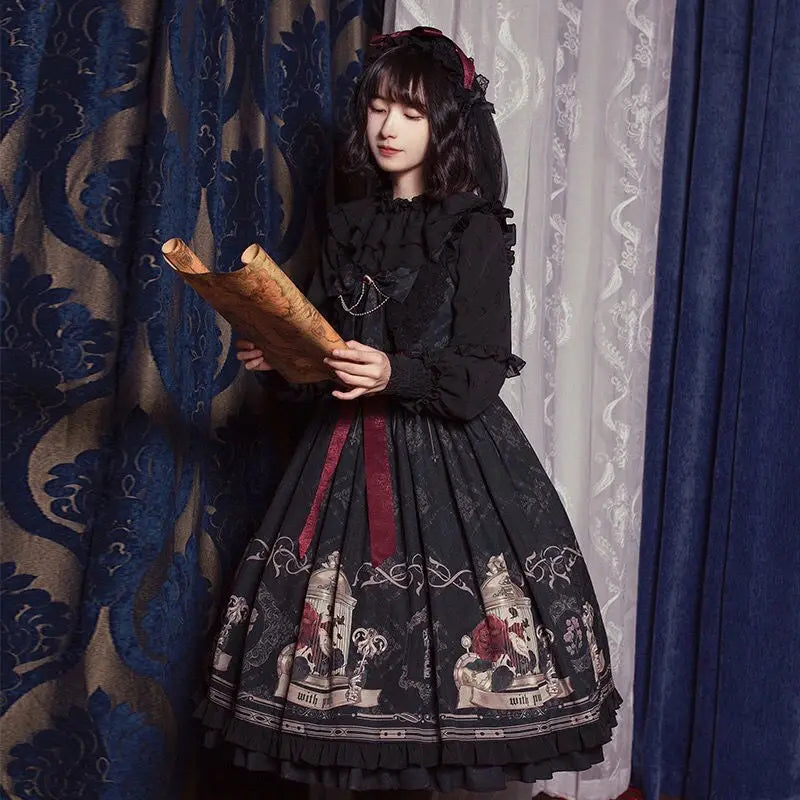 Dark Style Gothic Lolita JSK Dress - Nightingale and Rose - All Dresses - Dresses - 17 - 2024