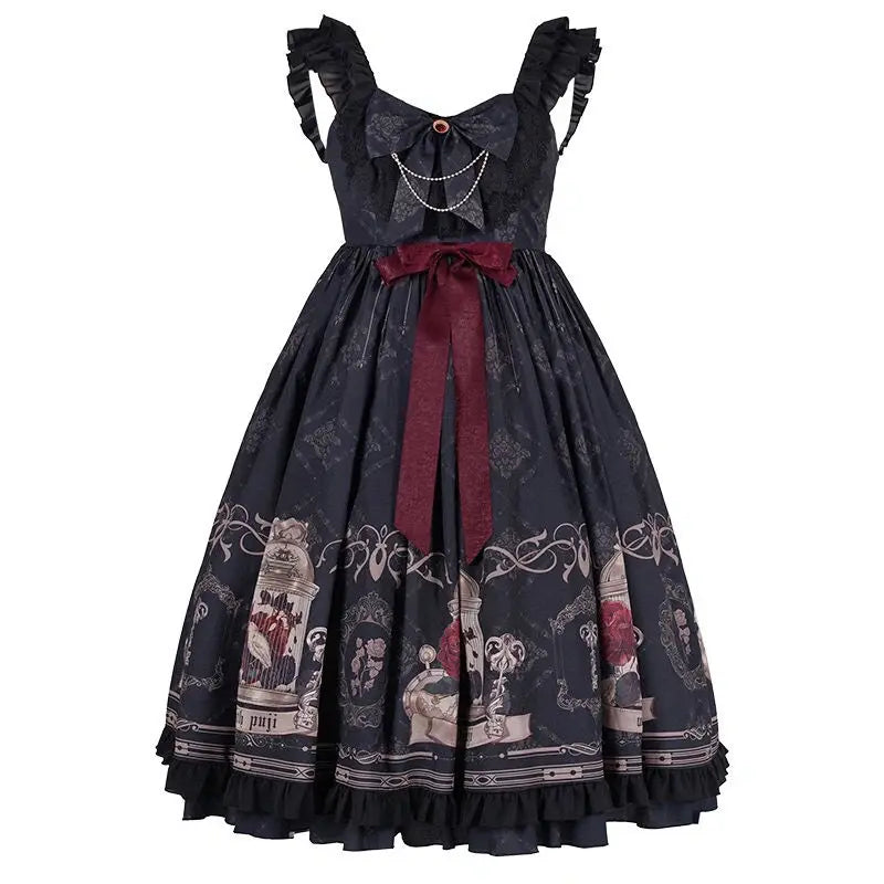 Dark Style Gothic Lolita JSK Dress - Nightingale and Rose - All Dresses - Dresses - 13 - 2024
