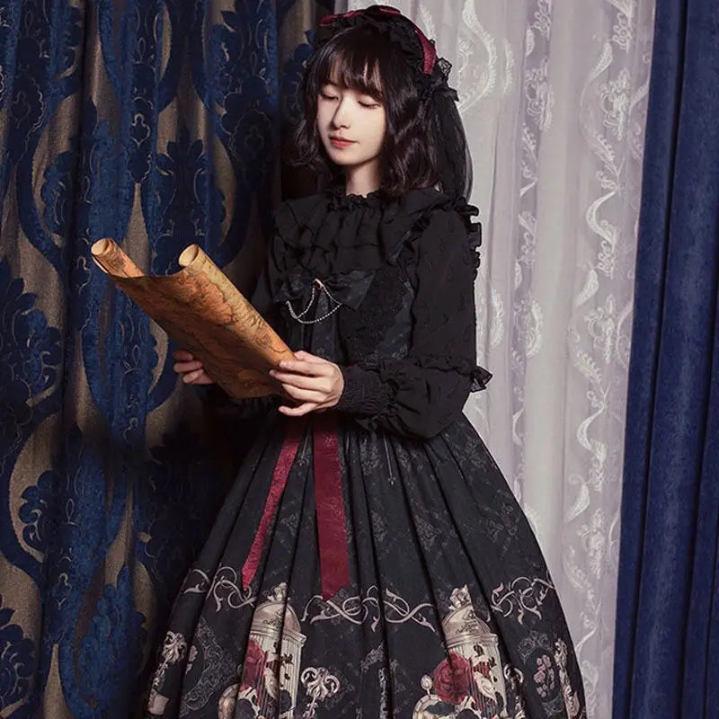 Dark Style Gothic Lolita JSK Dress - Nightingale and Rose - All Dresses - Dresses - 16 - 2024