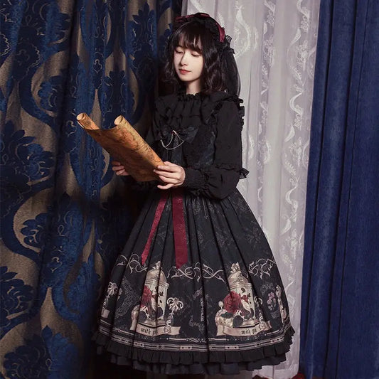 Dark Style Gothic Lolita JSK Dress - Nightingale and Rose - All Dresses - Dresses - 1 - 2024