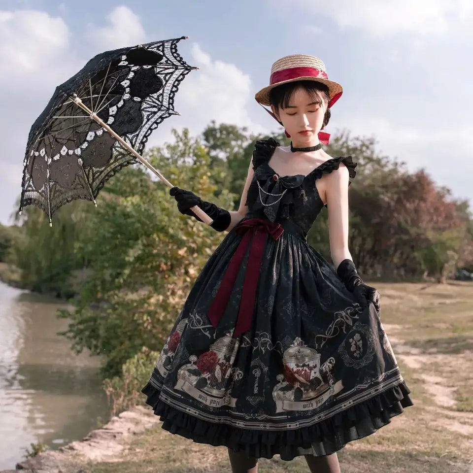 Dark Style Gothic Lolita JSK Dress - Nightingale and Rose - All Dresses - Dresses - 10 - 2024