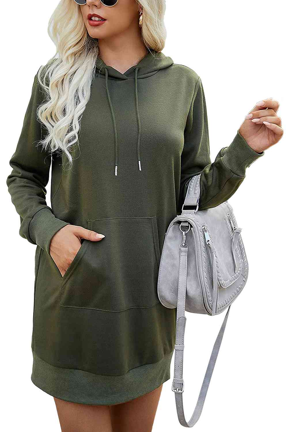 Drawstring Long Sleeve Hooded Mini Dress - All Dresses - Dresses - 5 - 2024