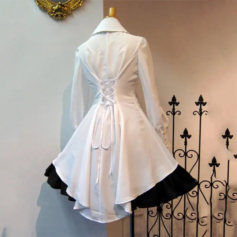 Elegant Gothic Lolita Dress - Big Bow Collar Lace-Up Pleated Design - All Dresses - Dresses - 3 - 2024