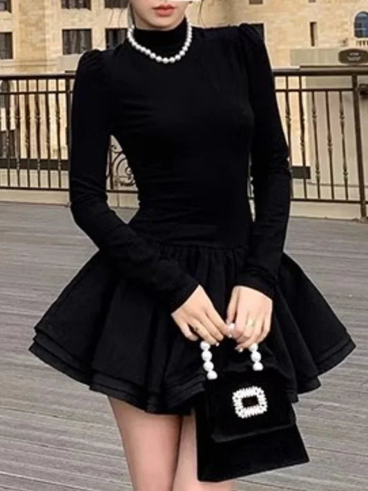 Elegant Patchwork Black Mini Dress - Black / Size S(40-45Kg) - All Dresses - Dresses - 1 - 2024