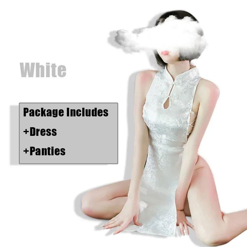 Erotic Black Cheongsam Lingerie - Sexy Anime Cosplay Dress - All Dresses - Costumes - 6 - 2024