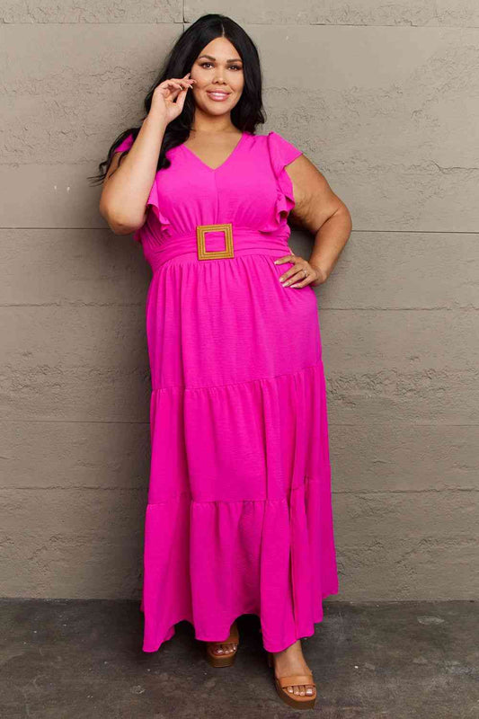 Fancy Fizz Plus Size Tiered Side Slit Maxi Dress - Pink / 1XL - All Dresses - Dresses - 1 - 2024