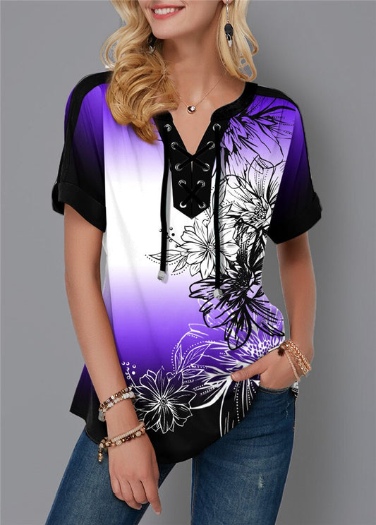 Floral Dress Shirt - Light Purple / 4XL - All Dresses - Shirts & Tops - 21 - 2024