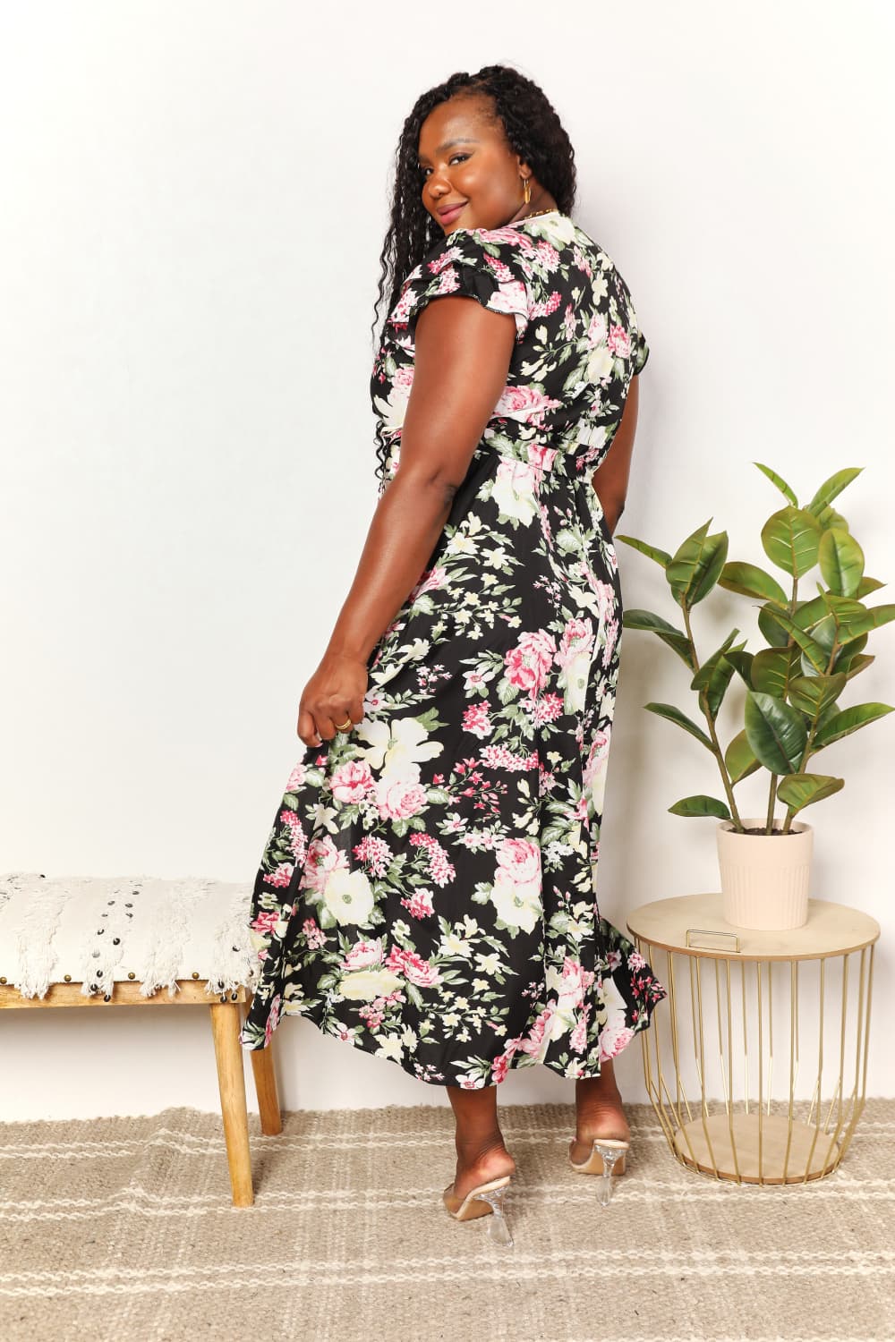 Floral Flutter Sleeve Tie-Waist Split Dress - All Dresses - Dresses - 2 - 2024