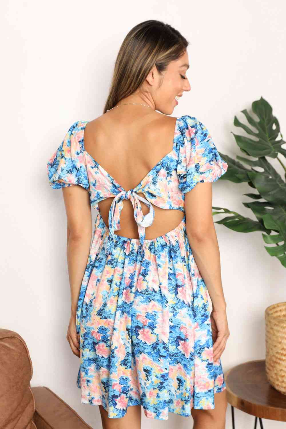 Floral Square Neck Puff Sleeve Dress - All Dresses - Dresses - 2 - 2024
