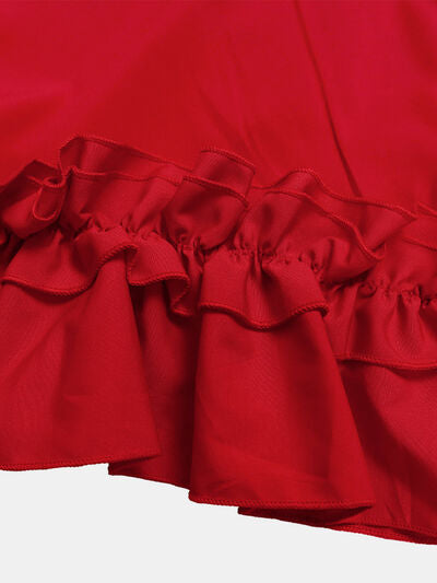 Frill Tie Neck Three-Quarter Sleeve Dress - All Dresses - Dresses - 17 - 2024