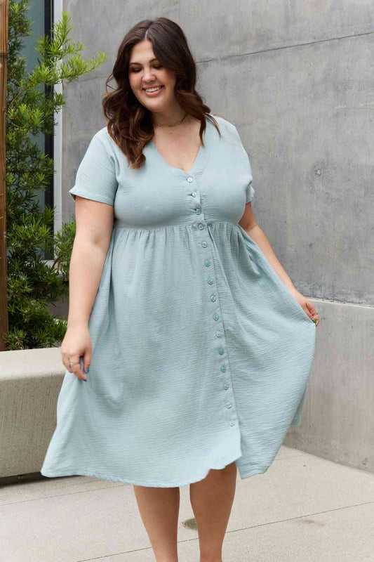 Full Size Button Down Midi Dress - All Dresses - Dresses - 2 - 2024