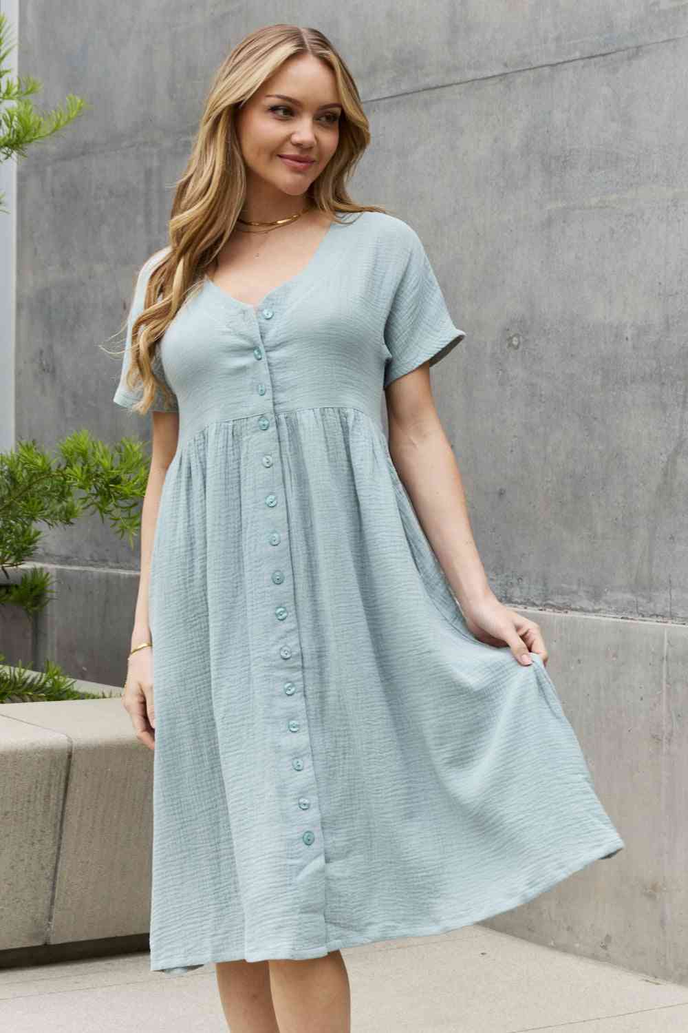Full Size Button Down Midi Dress - All Dresses - Dresses - 7 - 2024