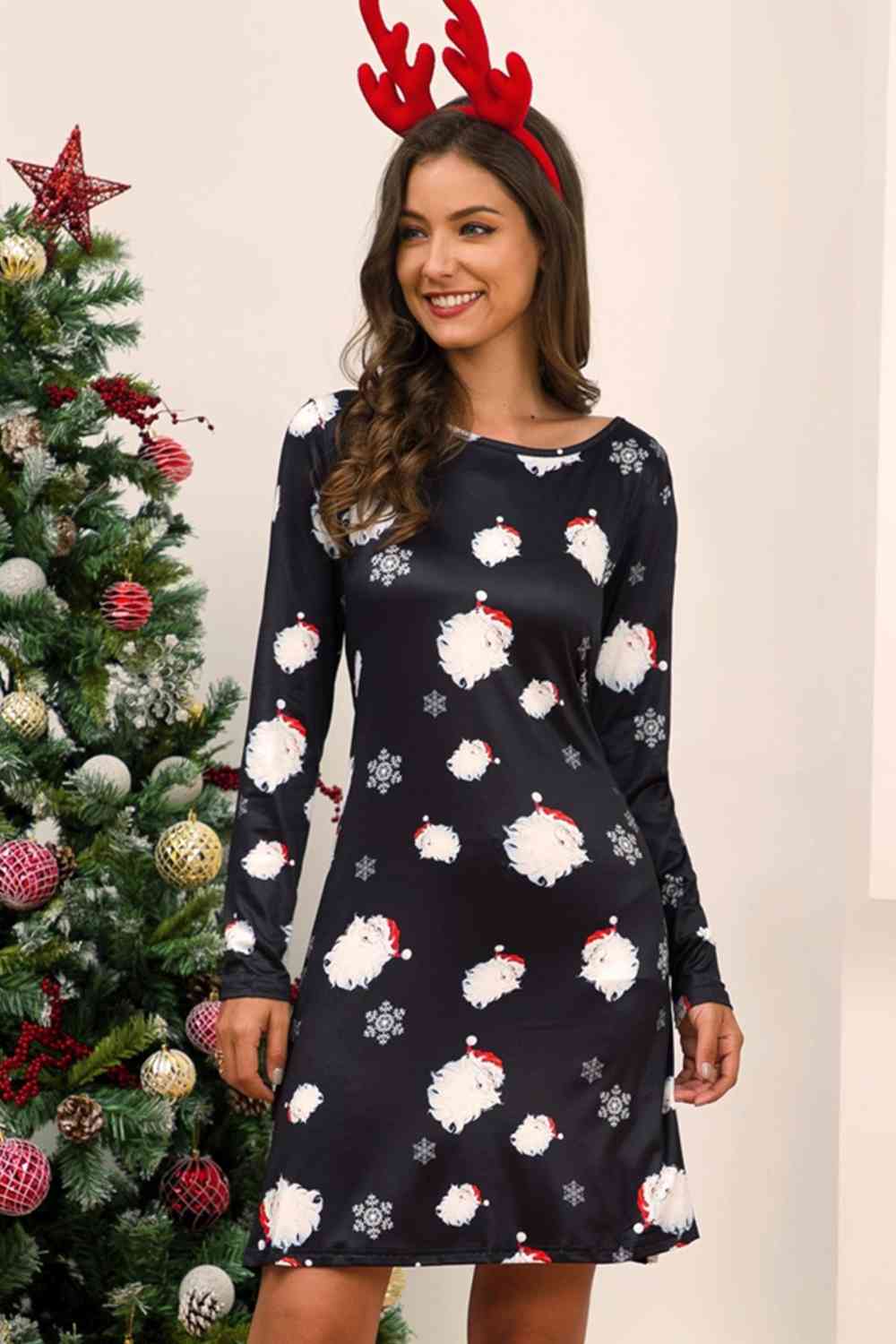 Full Size Christmas Long Sleeve Dress - Black / S - All Dresses - Dresses - 1 - 2024