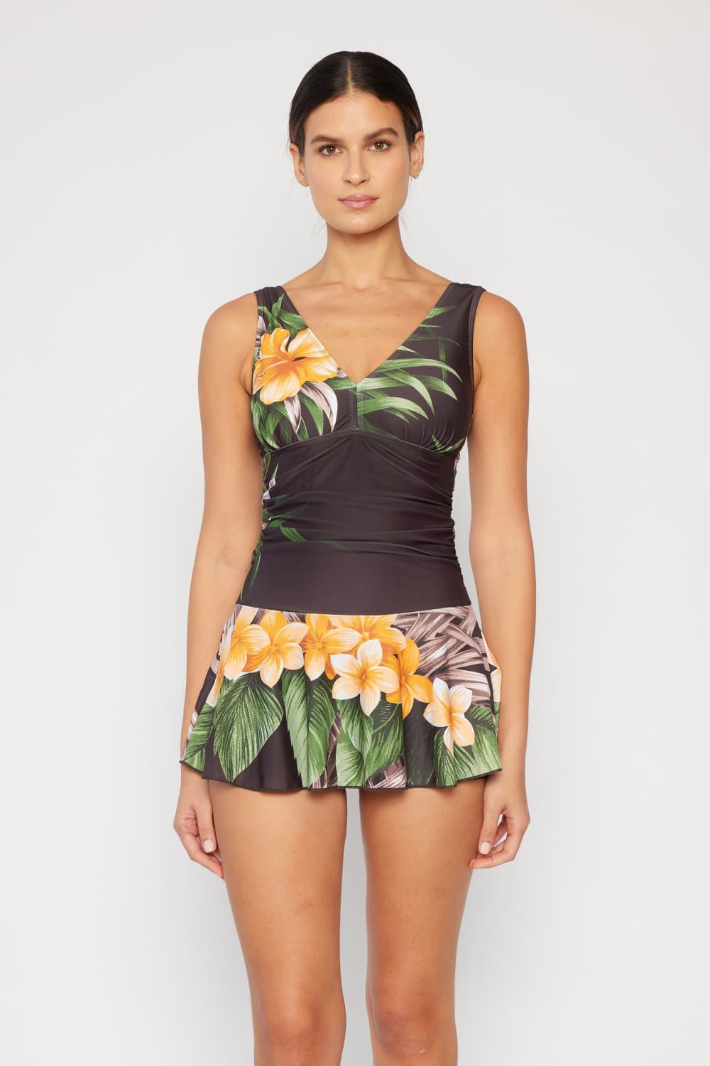 Full Size Clear Waters Swim Dress in Aloha Brown - All Dresses - Swimwear - 10 - 2024