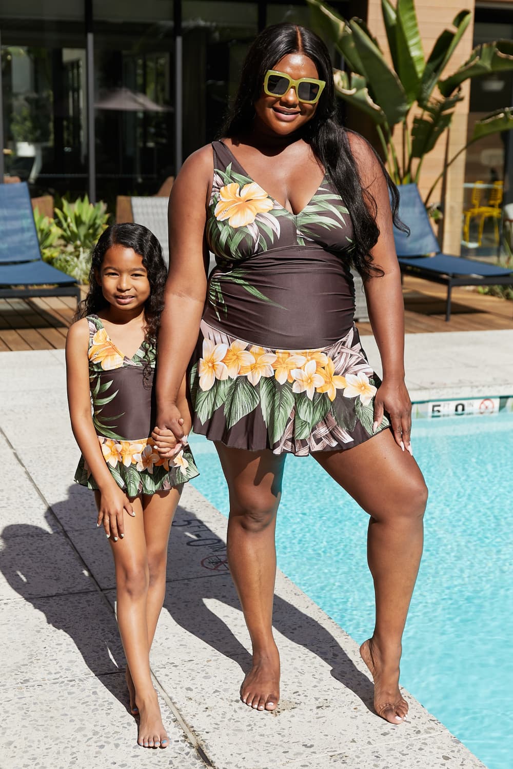 Full Size Clear Waters Swim Dress in Aloha Brown - Brown / S - All Dresses - Swimwear - 1 - 2024