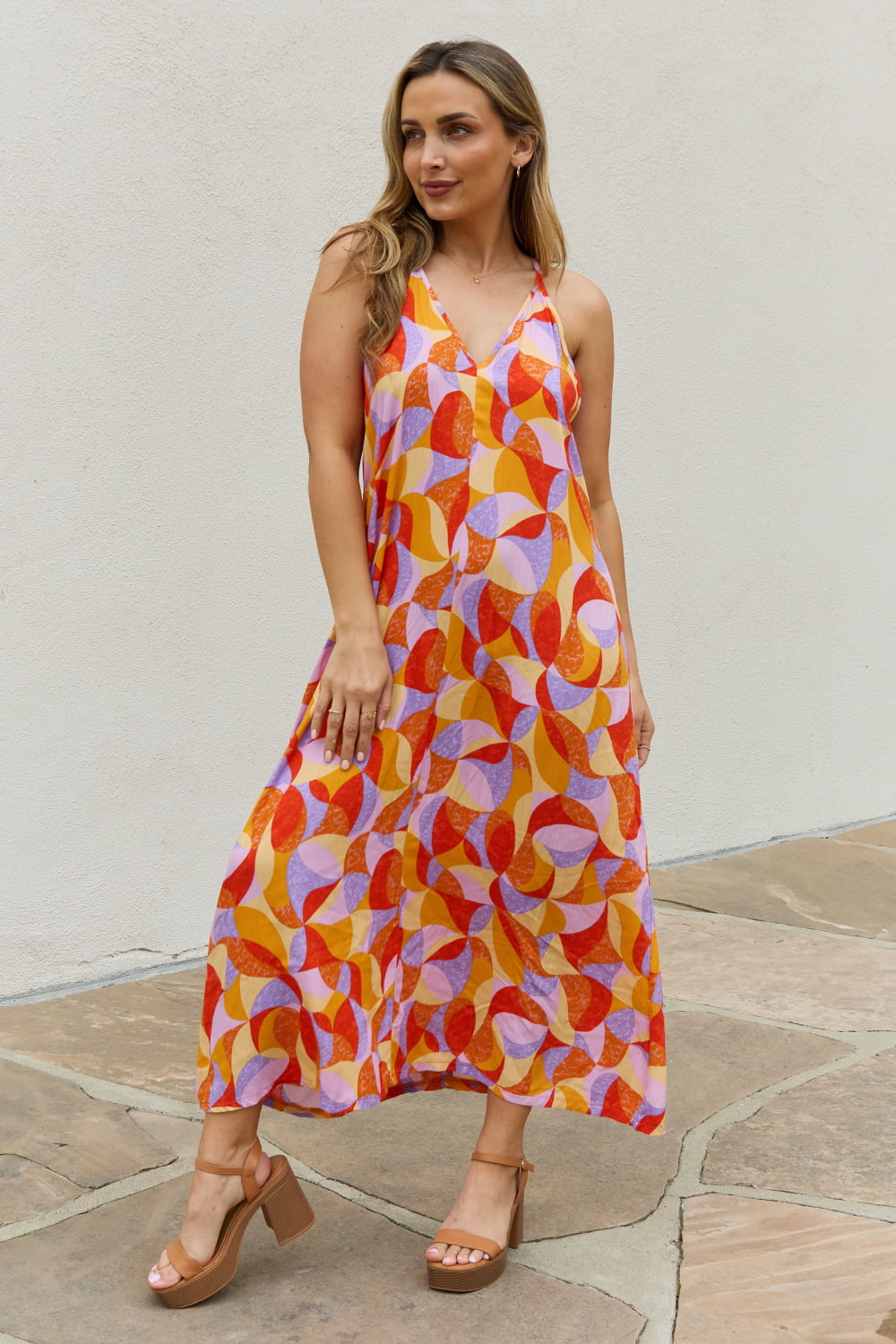 Full Size Printed Sleeveless Maxi Dress - Orange / S - All Dresses - Dresses - 1 - 2024