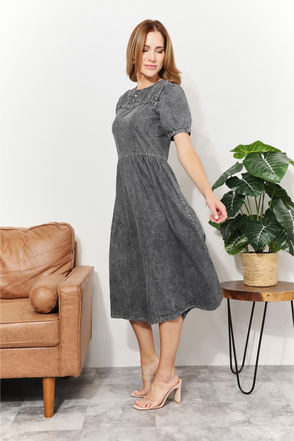 Full Size Washed Chambray Midi Dress - All Dresses - Dresses - 3 - 2024