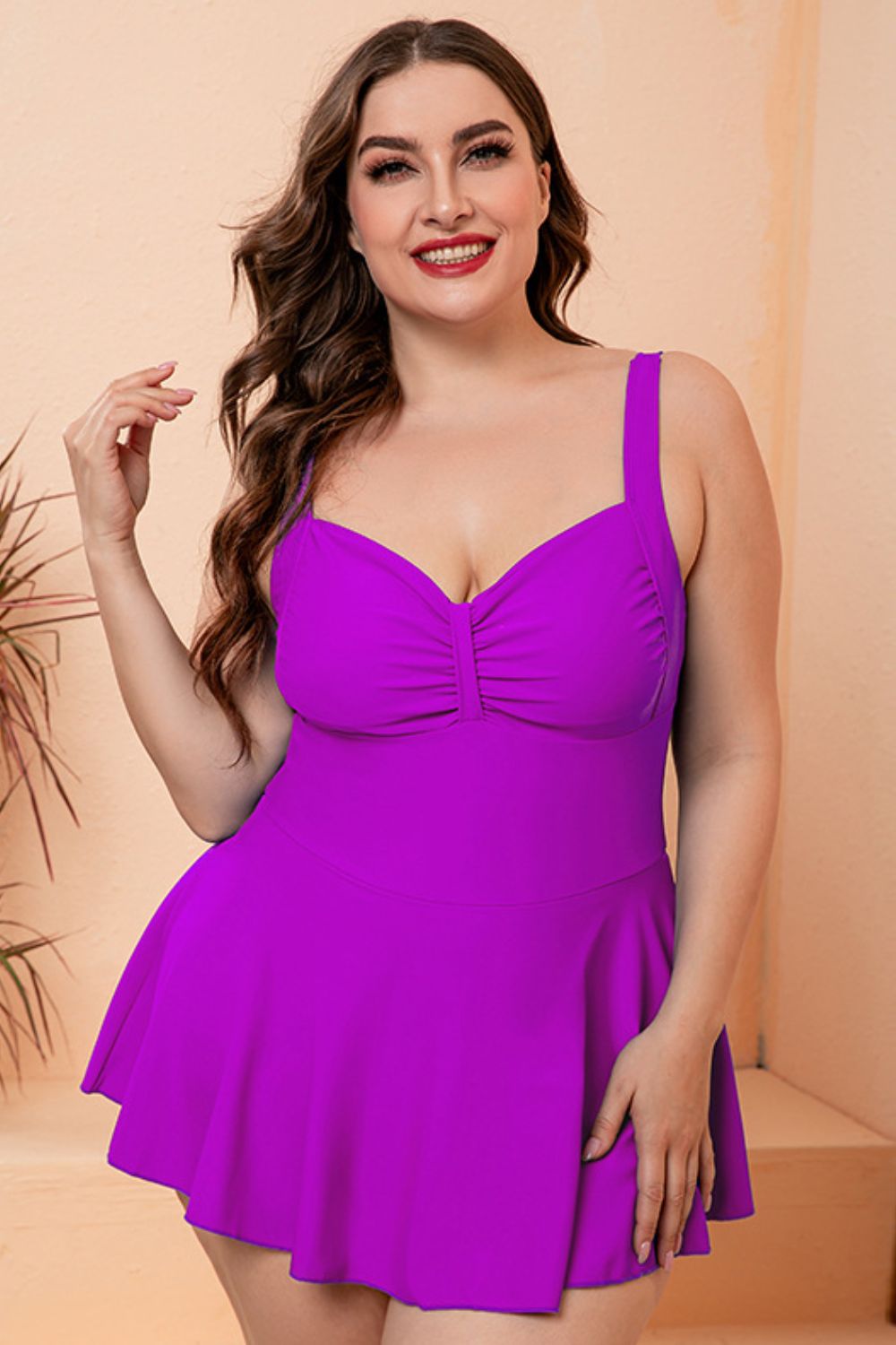 Gathered Detail Swim Dress - Purple / M - All Dresses - Swimwear - 13 - 2024