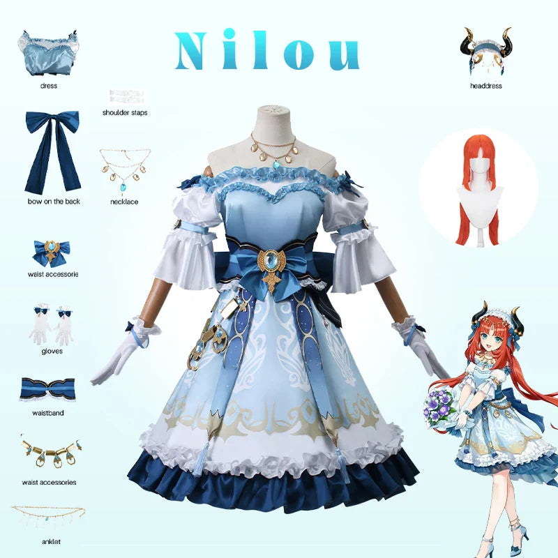 Genshin Impact Nilou Luxurious Dress & Accessories Set - Navy Blue / XS - All Dresses - Costumes - 8 - 2024