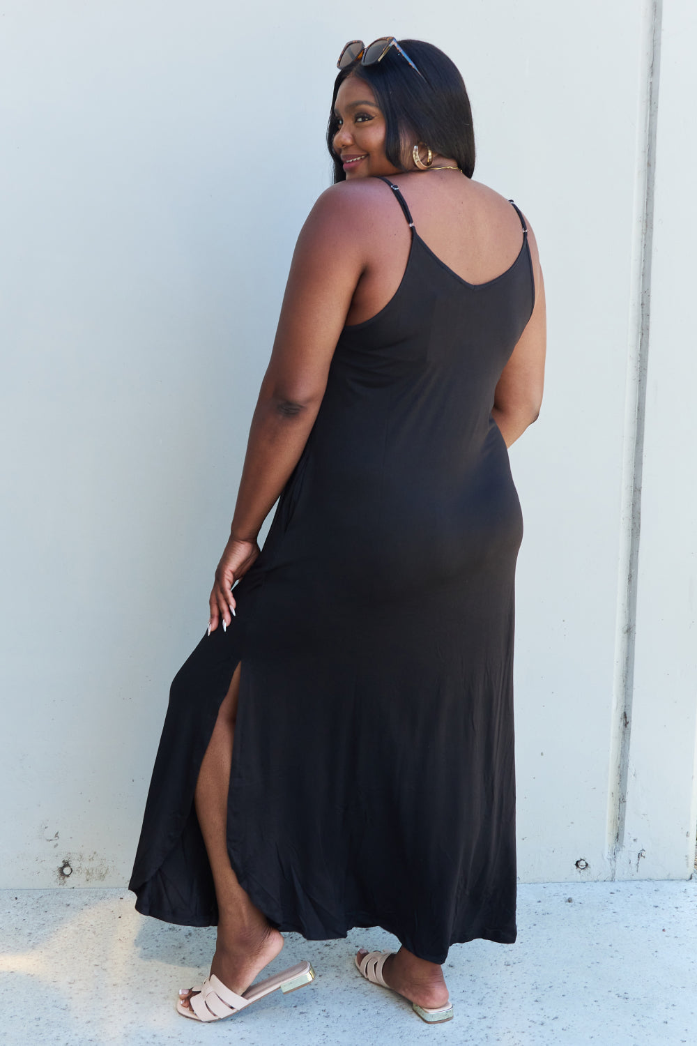 Good Energy Full Size Cami Side Slit Maxi Dress in Black - All Dresses - Dresses - 2 - 2024