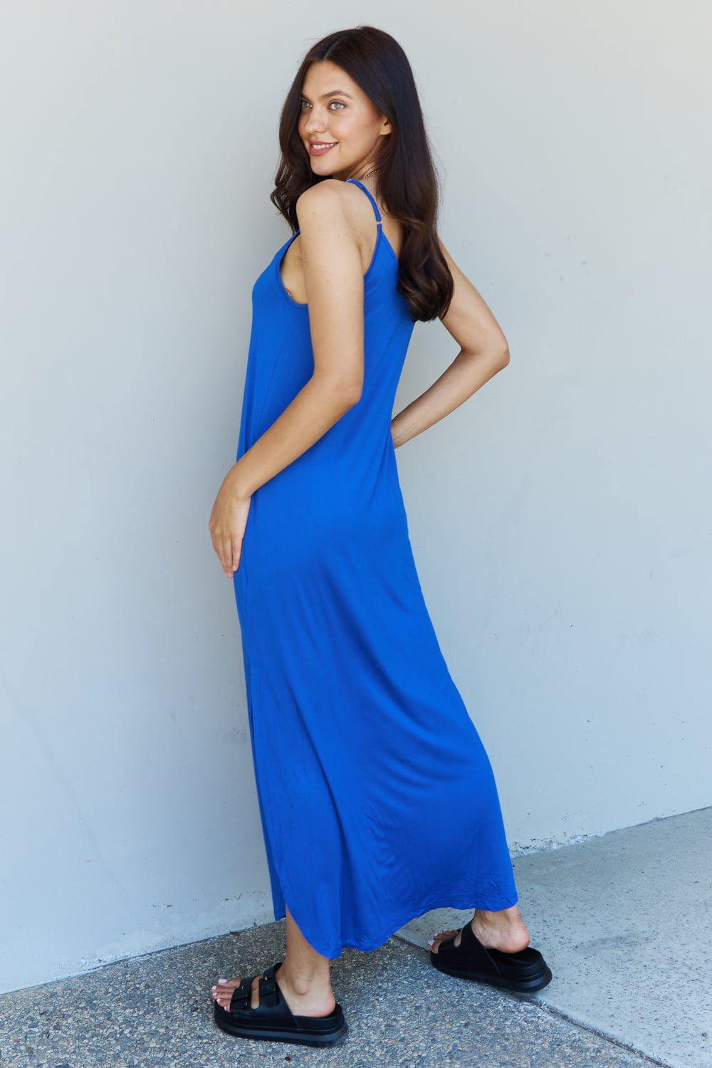 Good Energy Full Size Cami Side Slit Maxi Dress in Royal Blue - All Dresses - Dresses - 7 - 2024